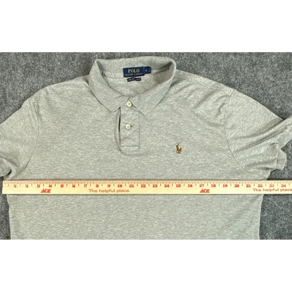 Polo Ralph Lauren Mens Gray Pima Soft Touch Short Sleeve Polo Shirt Large